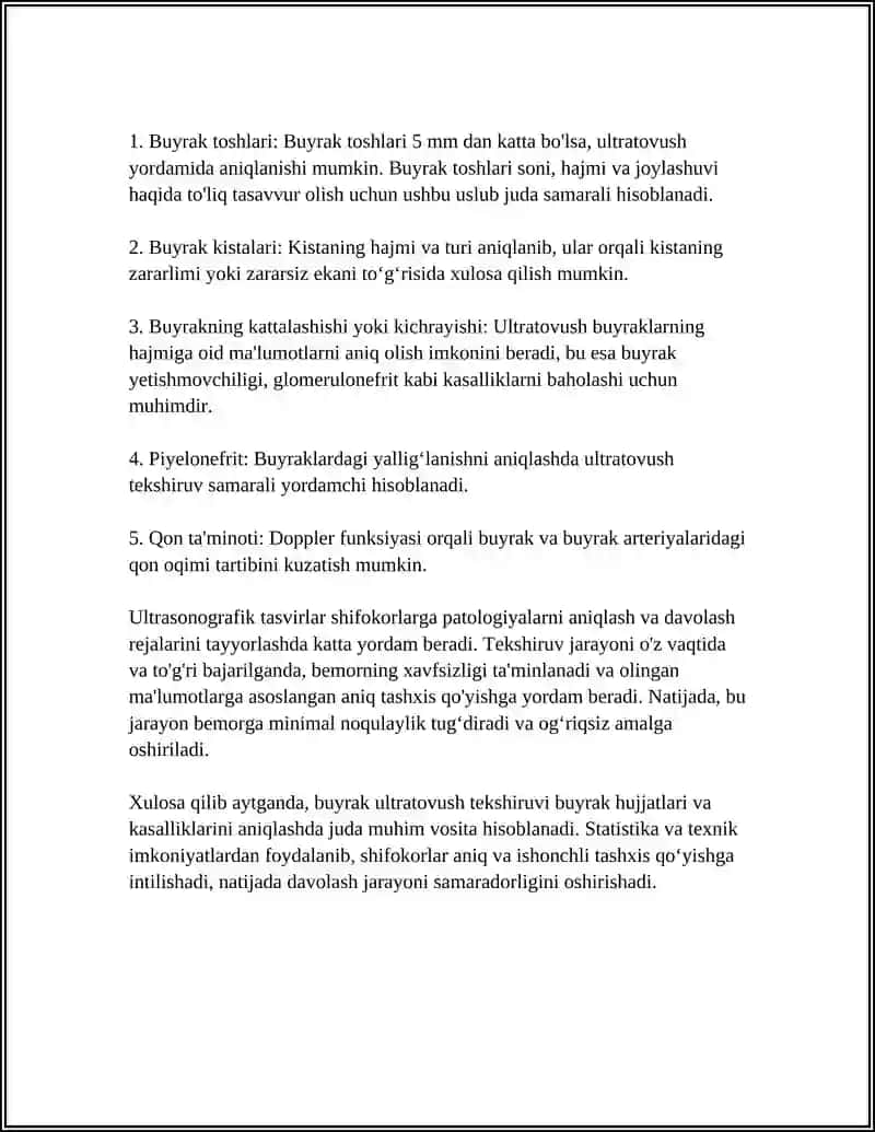 BUYRAK VA PESHOB AJRATISH A'ZOLARI KASALLIKLARI ZAMONAVIY TEKSHIRISH USULLARI 4