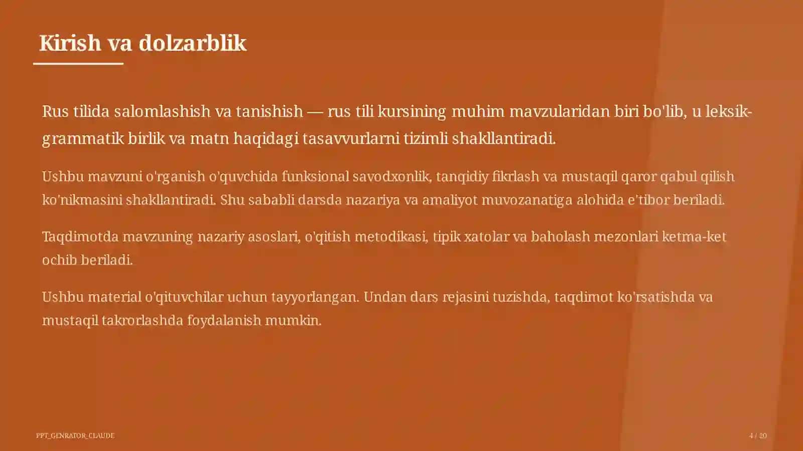 Rus tilida salomlashish va tanishish (2-sinf) 4
