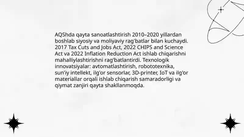 Turli mamlakatlarda qayta sanoatlashtirishga yondashuvlar 4