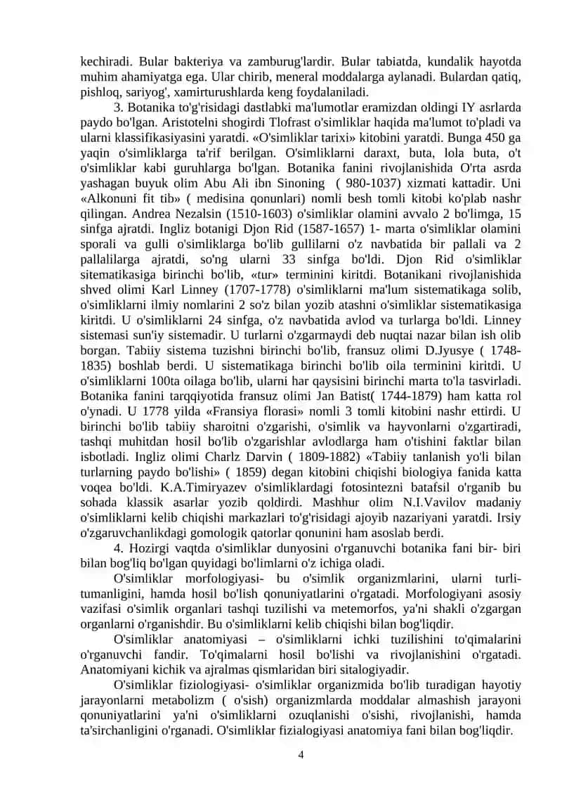 Botanika va o’simliklar fiziologiyasi 4