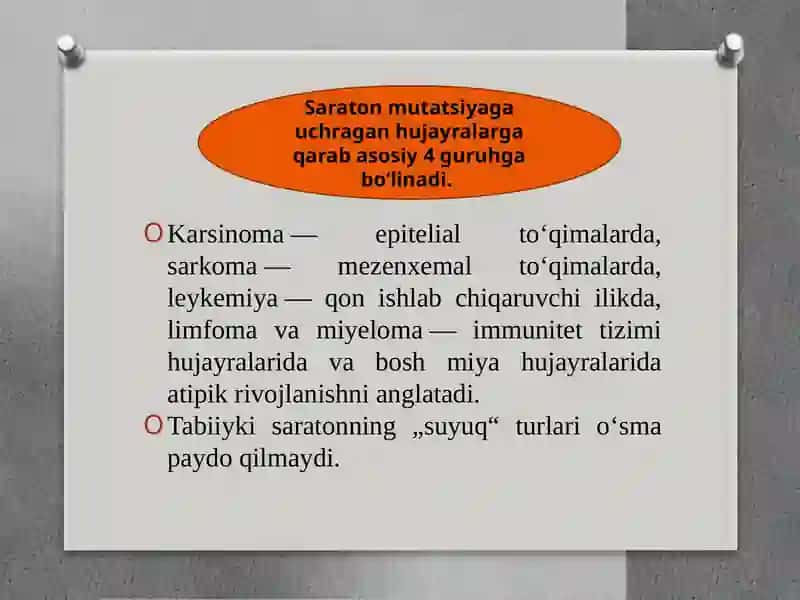 Saraton kasalliklari haqida 4