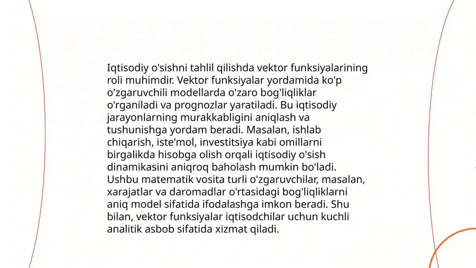 Vector funksiyalarni iqtisodiyot va moliya sohasidagi o'rni 4