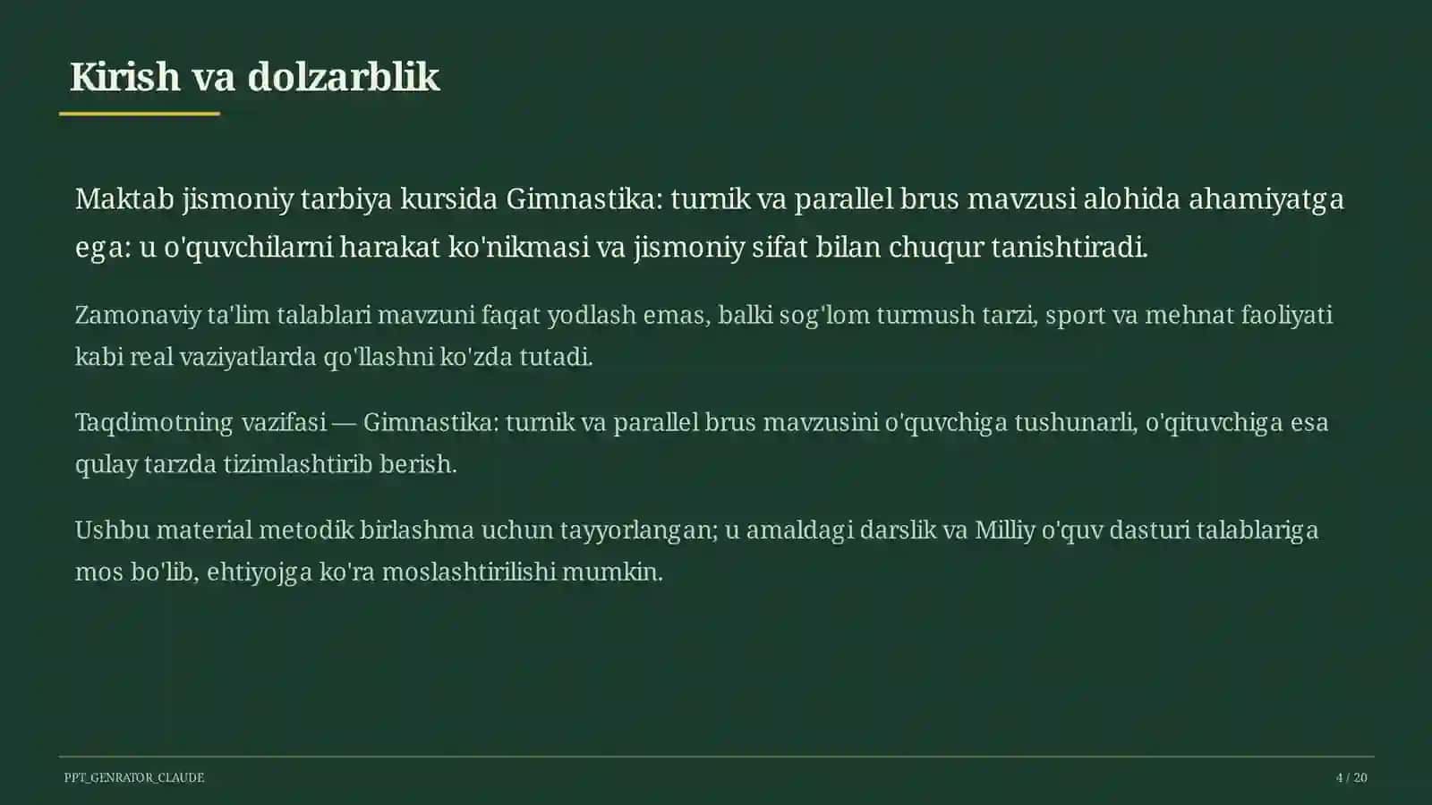 Gimnastika: turnik va parallel brus (6-sinf) 4