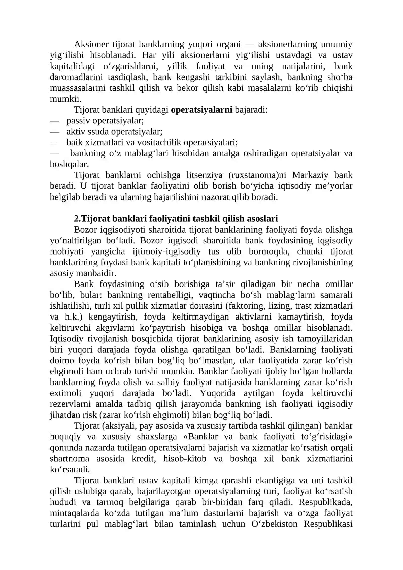 Tijorat banklari, ularning vazifalari va funksiyalari 4