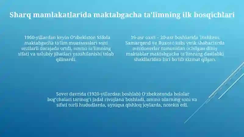 O'zbekistonda maktabgacha ta'lim rivojlanishi davri 4