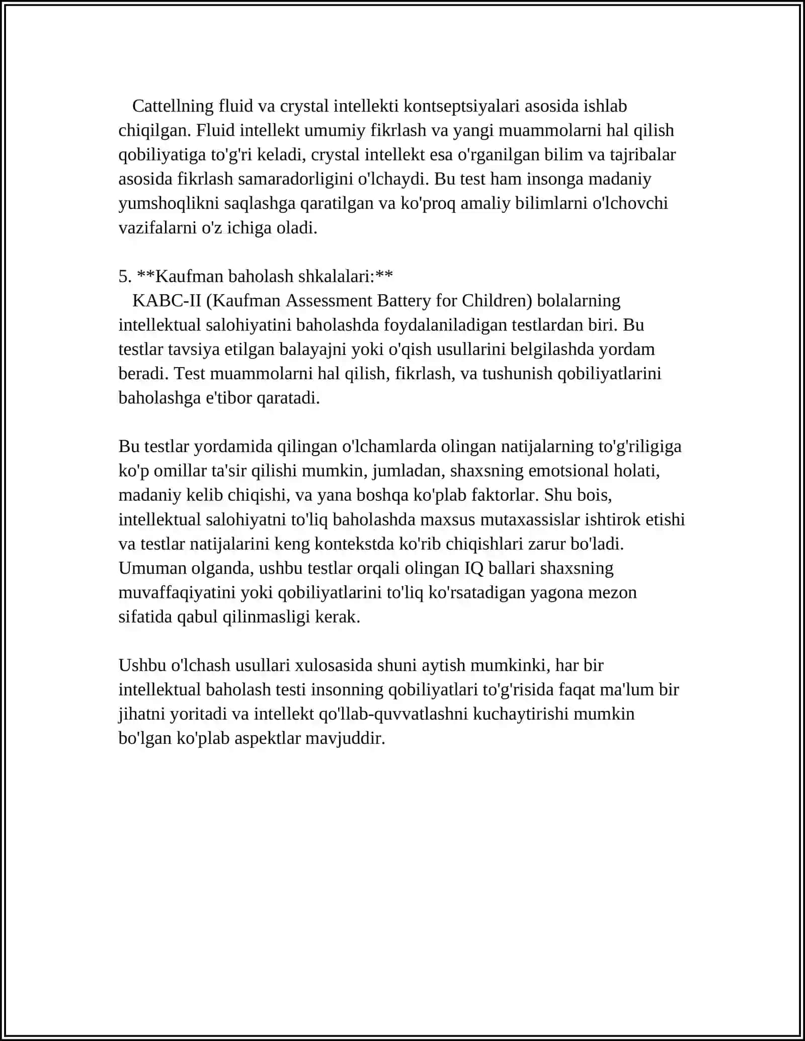 INTELLEKTUAL SOHANING NAZARIY TALQINI:(CH.SPIRMEN MODELI,L.TERSTOUN MODELI;R.KETTEL,S.BART,D.VEKSLER,F.VERNON MODELLARI) 4