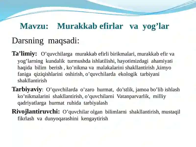 Murakkab efirlar va yog’lar 4