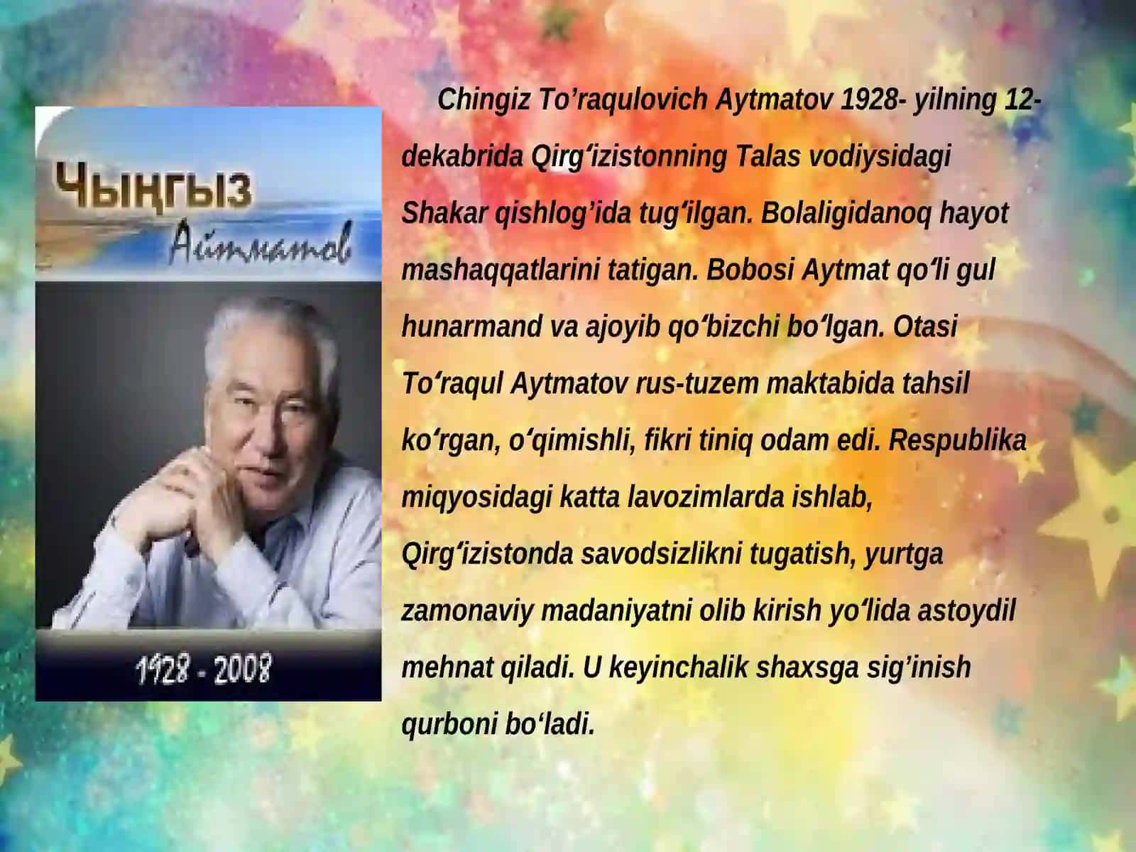 Jahon adabiyoti fanidan o‘qituvchi: H.Allambergenov mustaqil ishi 4