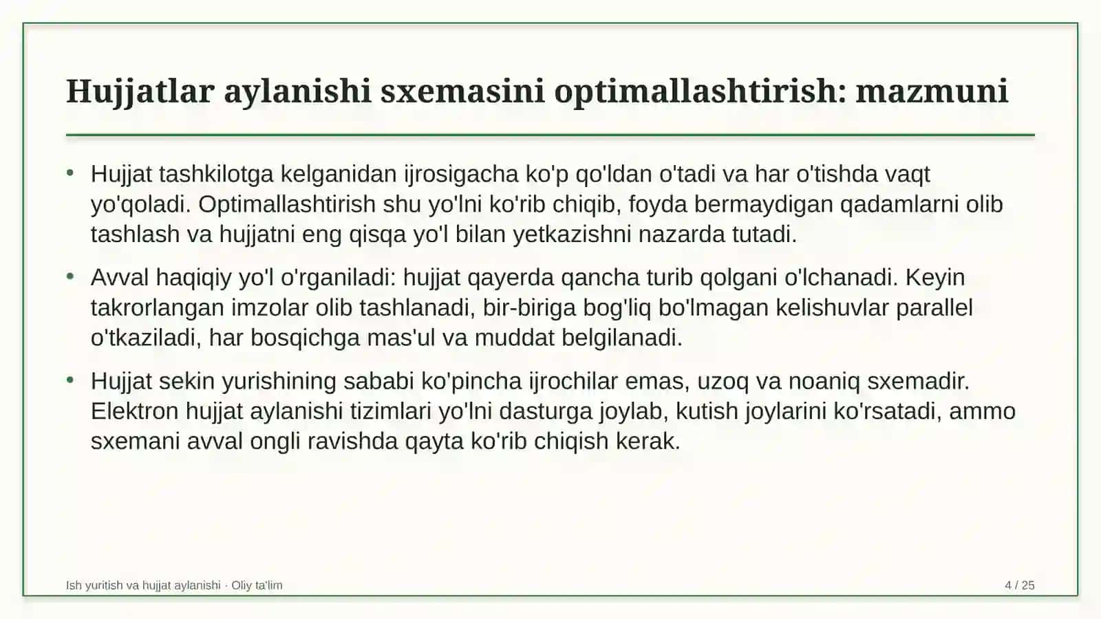 Korporativ moliyada hujjatlar aylanishi sxemasini optimallashtirish 4