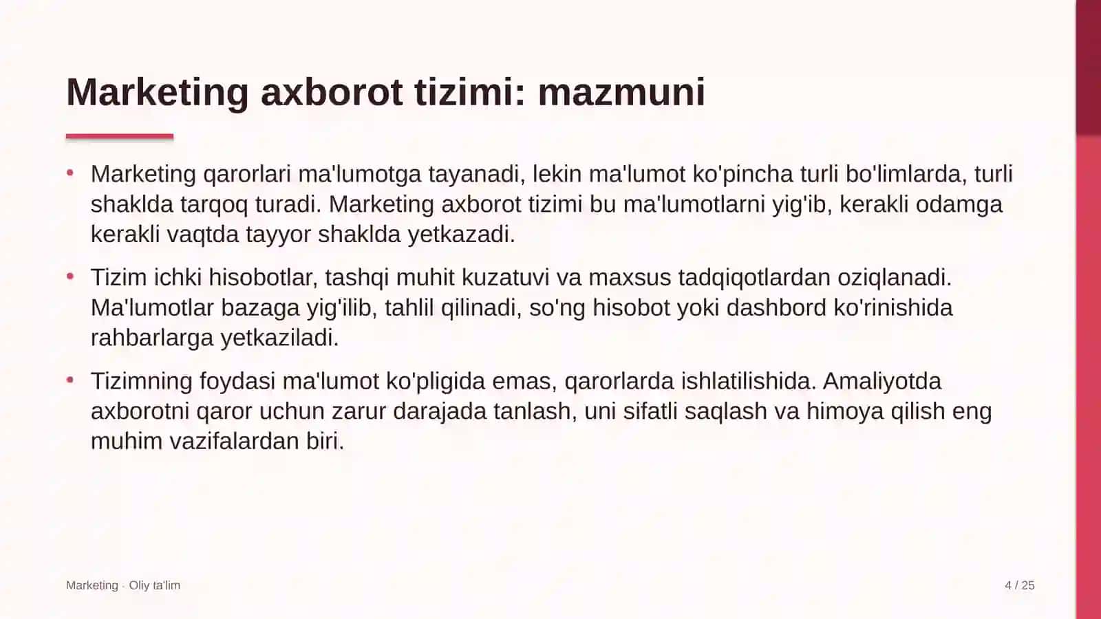 bojsiz savdo do'konlarida marketing axborot tizimi 3494 4