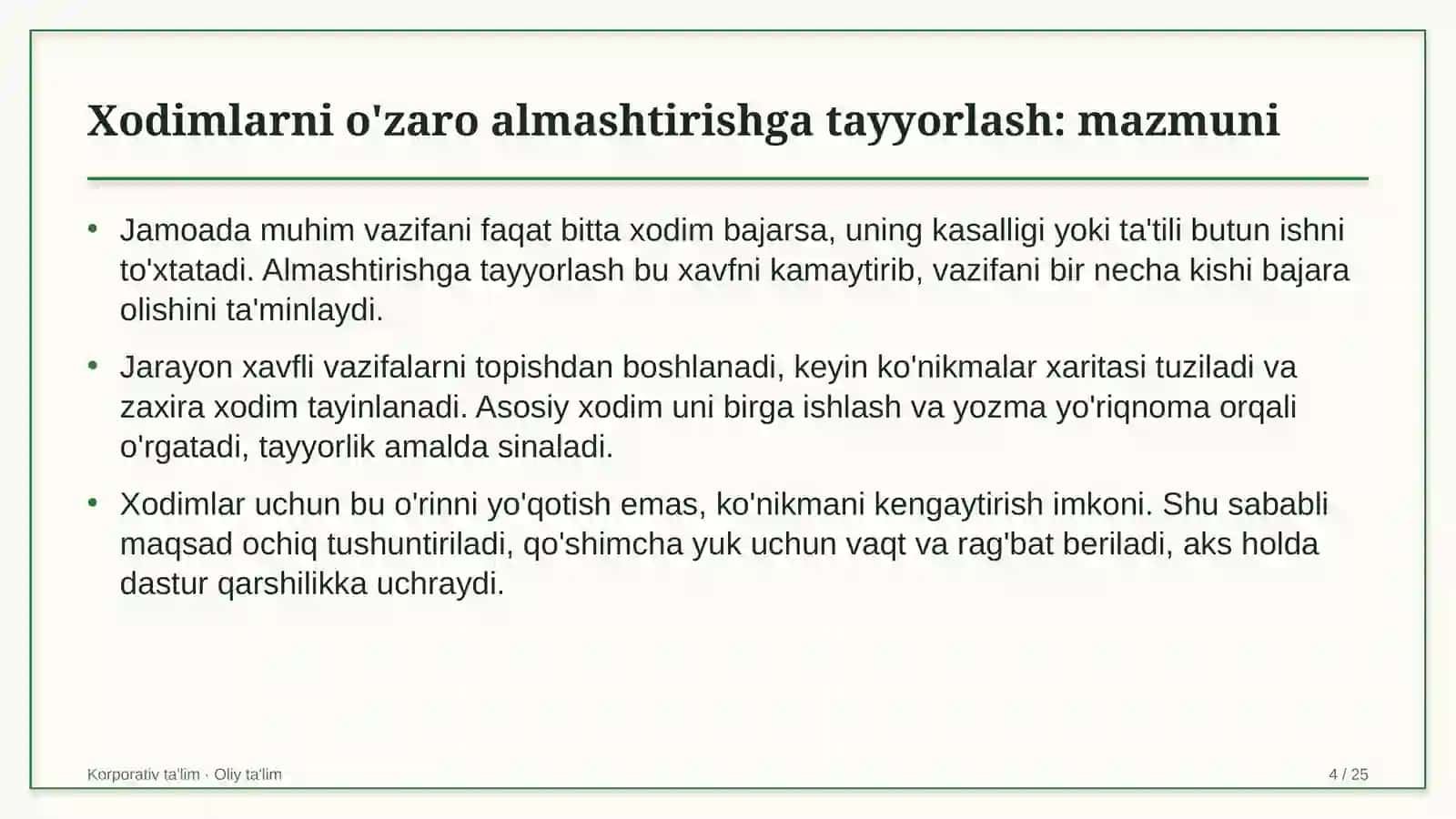 byudjet tashkilotlarida xodimlarni o'zaro almashtirishga tayyorlash 6328 4