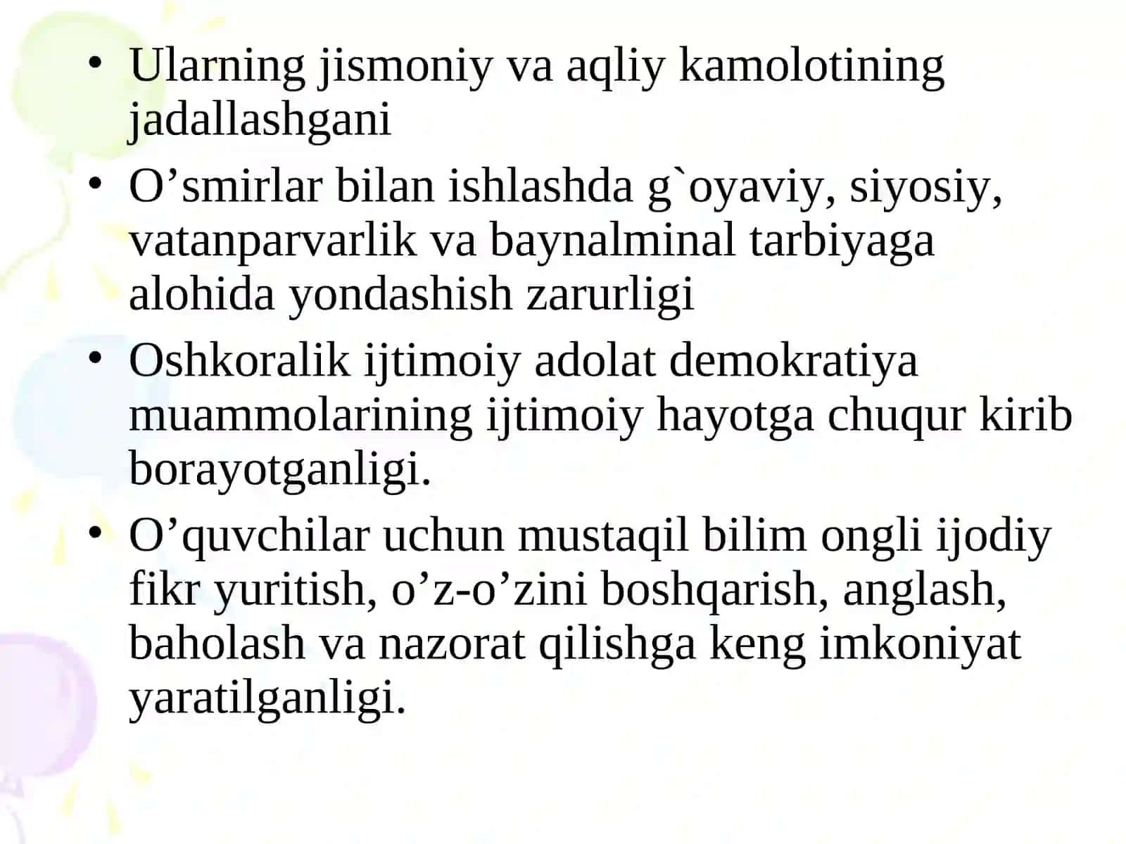 O’SMIRLIK DAVRI 4