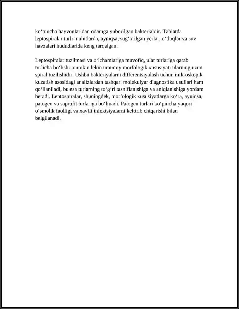 LEPTOSPIROZLAR MORFOLOGIYASI, STRUKTURASI, TARQALGANLIGI 4