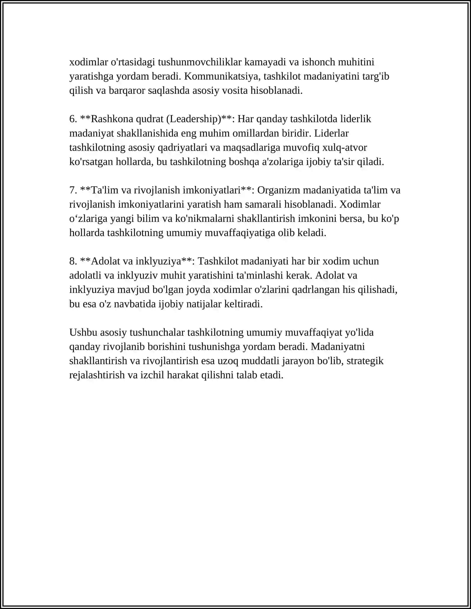 BIZNES TASHKILOTLARIDA TASHKILIY MADANIYATNING PSIXOLOGIK TARKIBIY QISMLARI 4