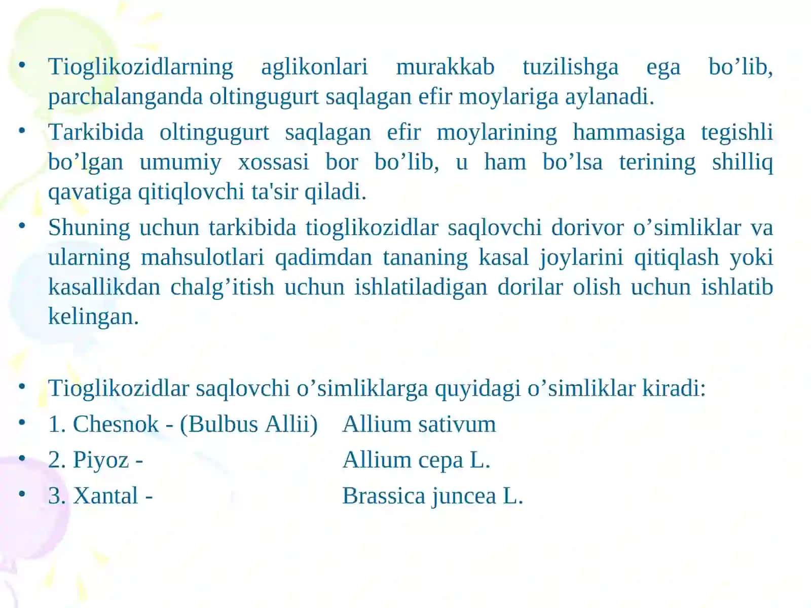 Tioglikozidlar va sianoglikozidlar 4