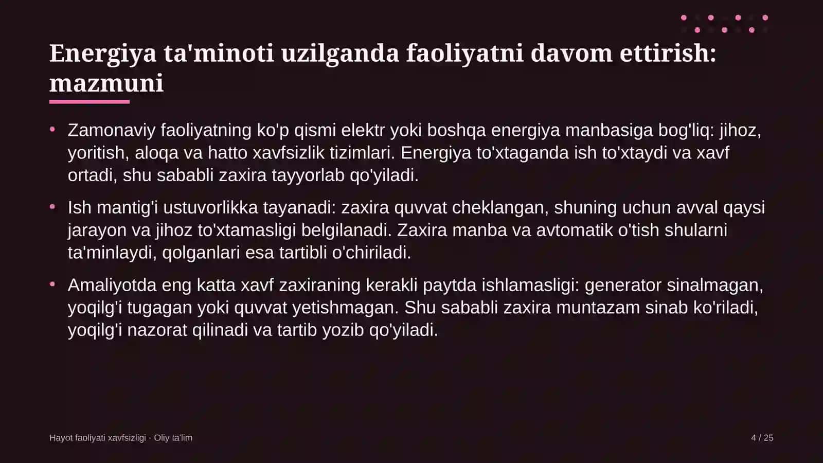 Landshaft dizaynida energiya ta'minoti uzilganda faoliyatni davom ettirish 4