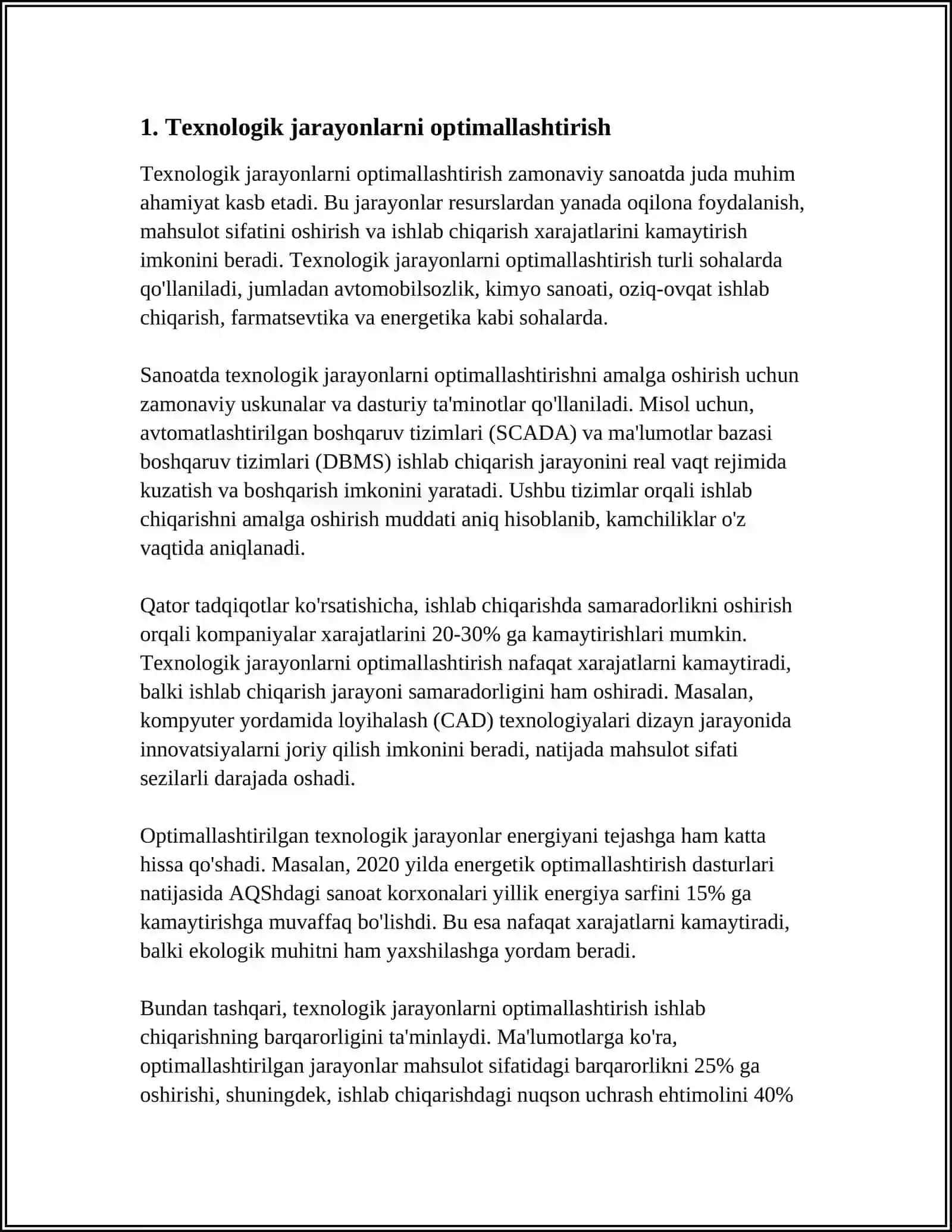 TEXNOLOGIK JARAYONLARDA OPTIMAL SHAROIT 4