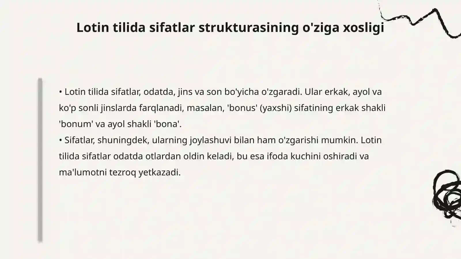 Ortirma darajadagi sifatlar lotin tilida 4