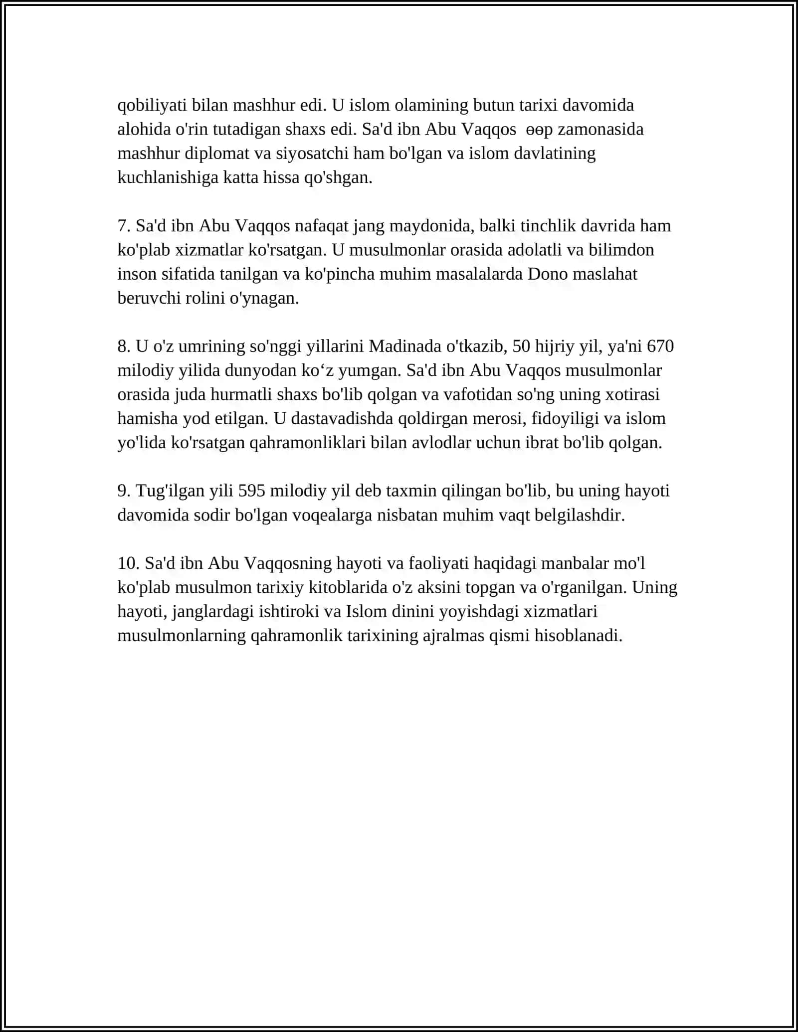 SA'D IBN ABU VAQQOS ROZIYALLOHU ANHU HAQIDA SLAYD TAYYORLASH 4