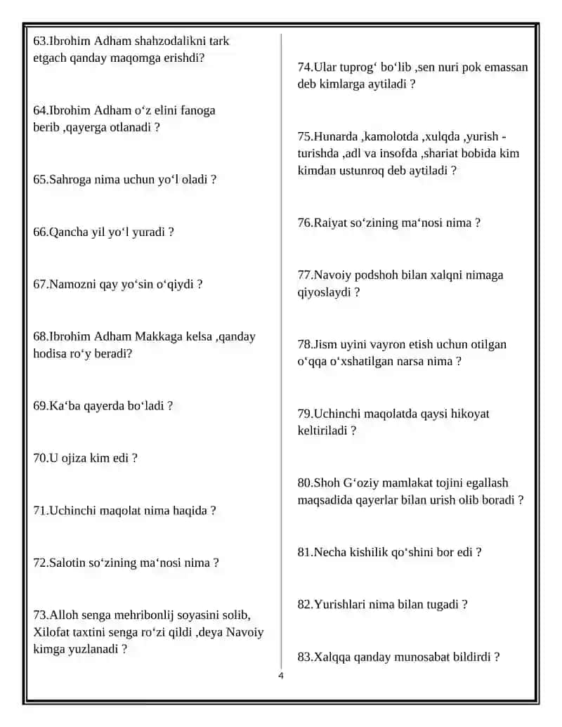 Hayrat ul-abror555555 yuzasidan Savollar 4