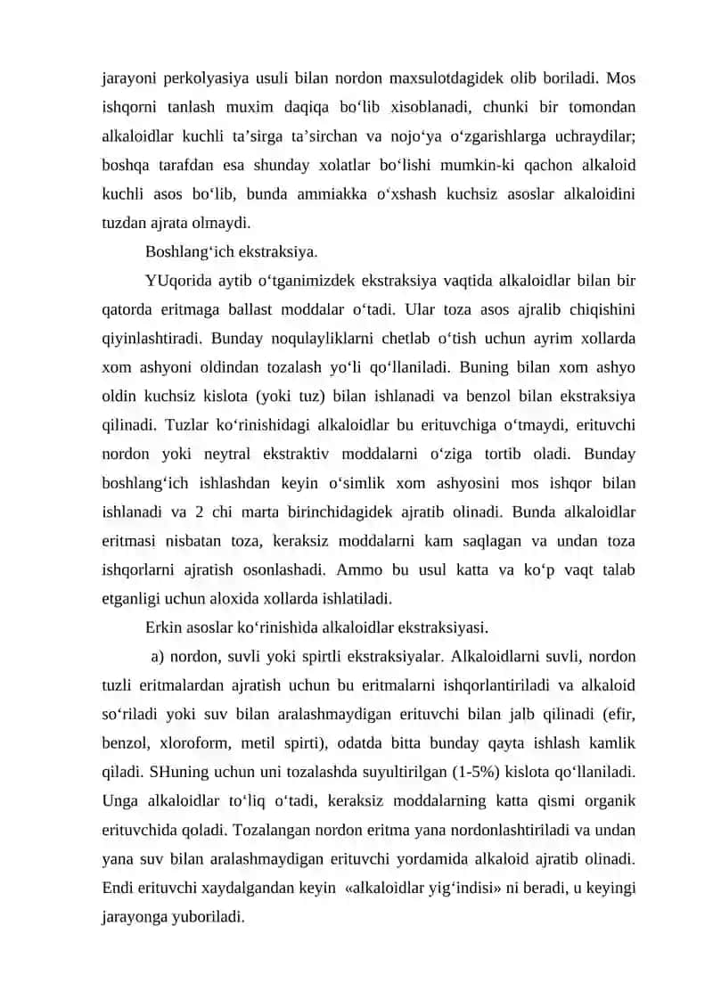 O‘simliklardan alkaloidlarni ajratish 4