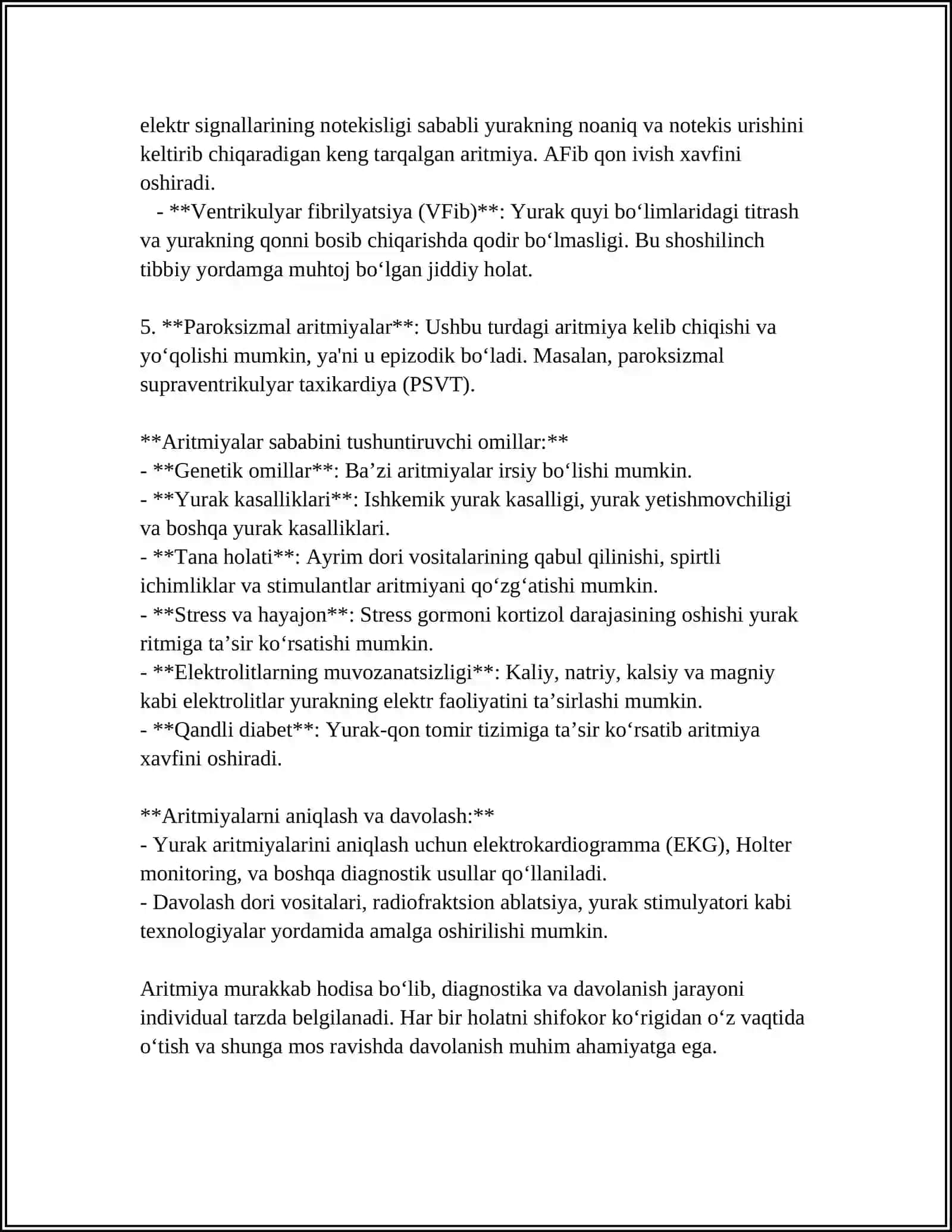 ARITMIYA VA UNING TURLARI 4