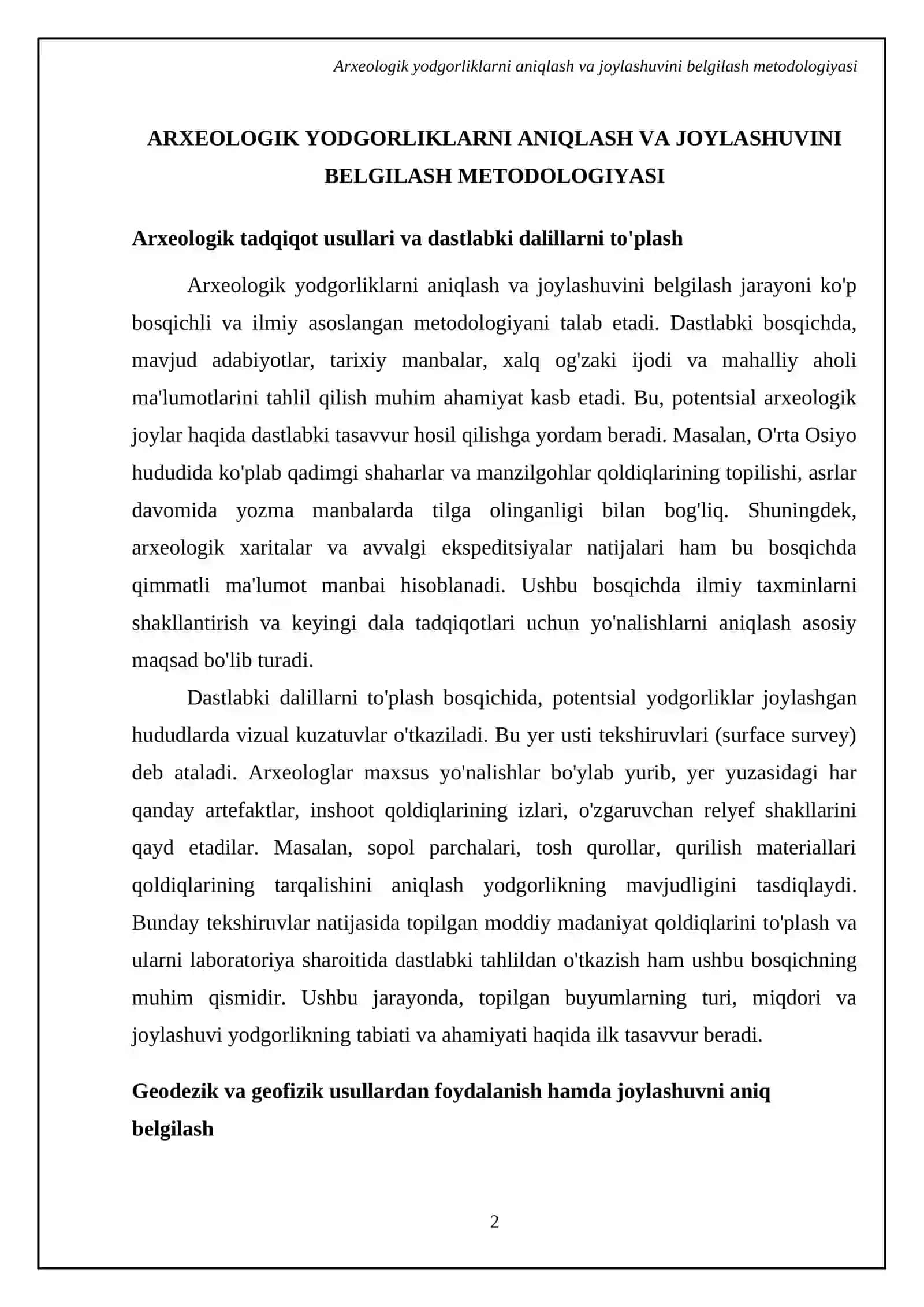 Arxeologik yodgorliklar xaritasini yaratish va nashr etish 4