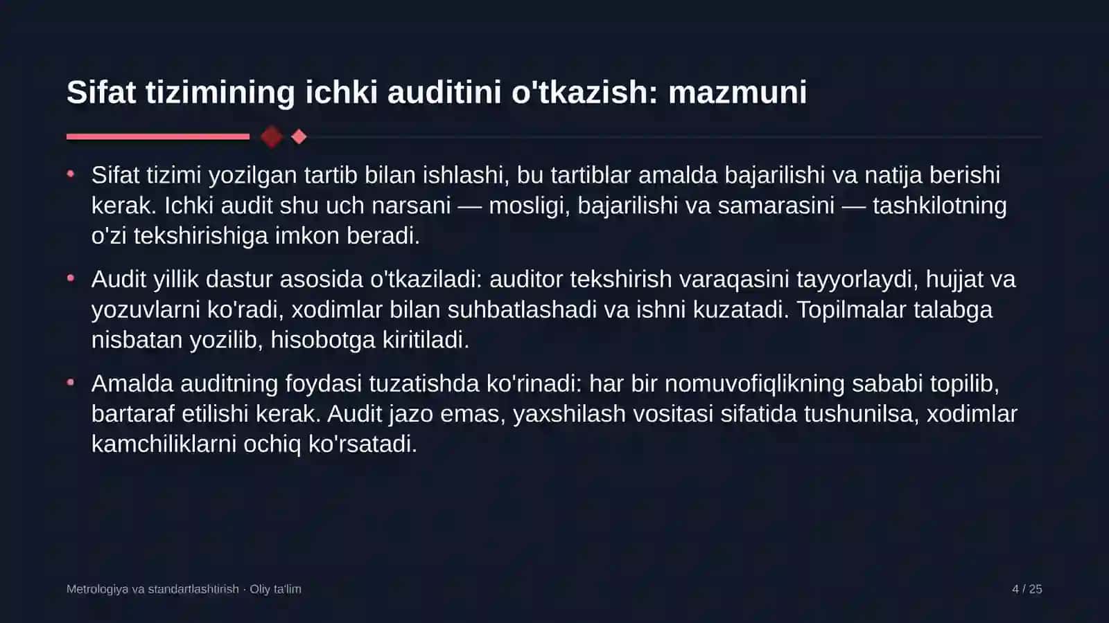 Asalarichilikda sifat tizimining ichki auditini o'tkazish 4