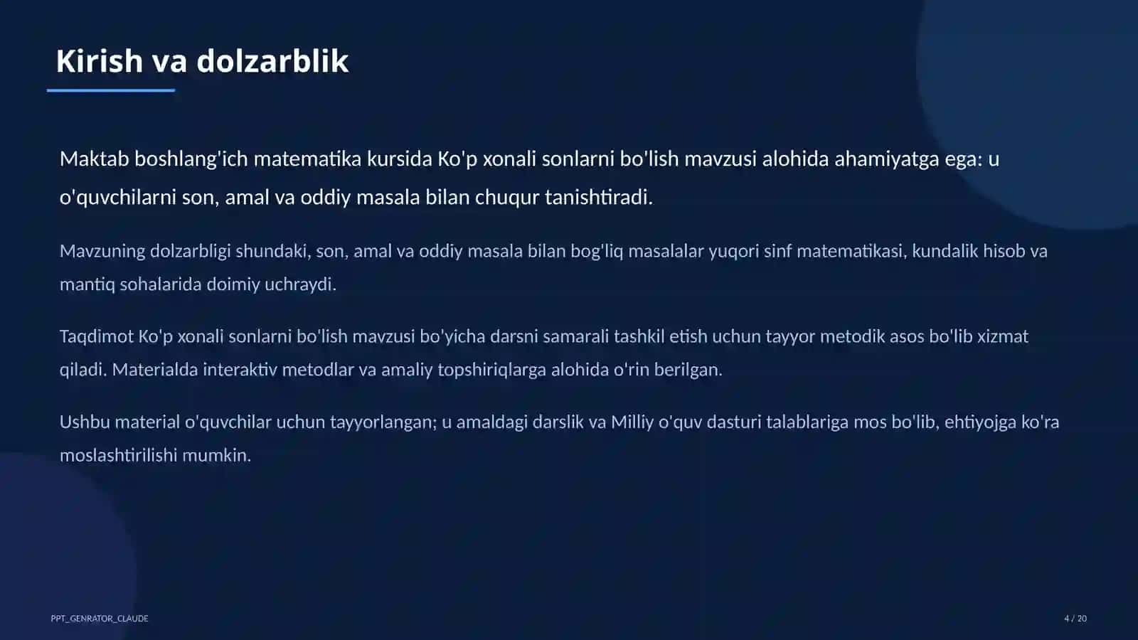 Ko'p xonali sonlarni bo'lish (4-sinf) 4