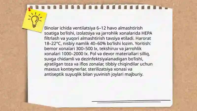 Davolash profilaktika muasasalari uchun gigiyenik talablar 4