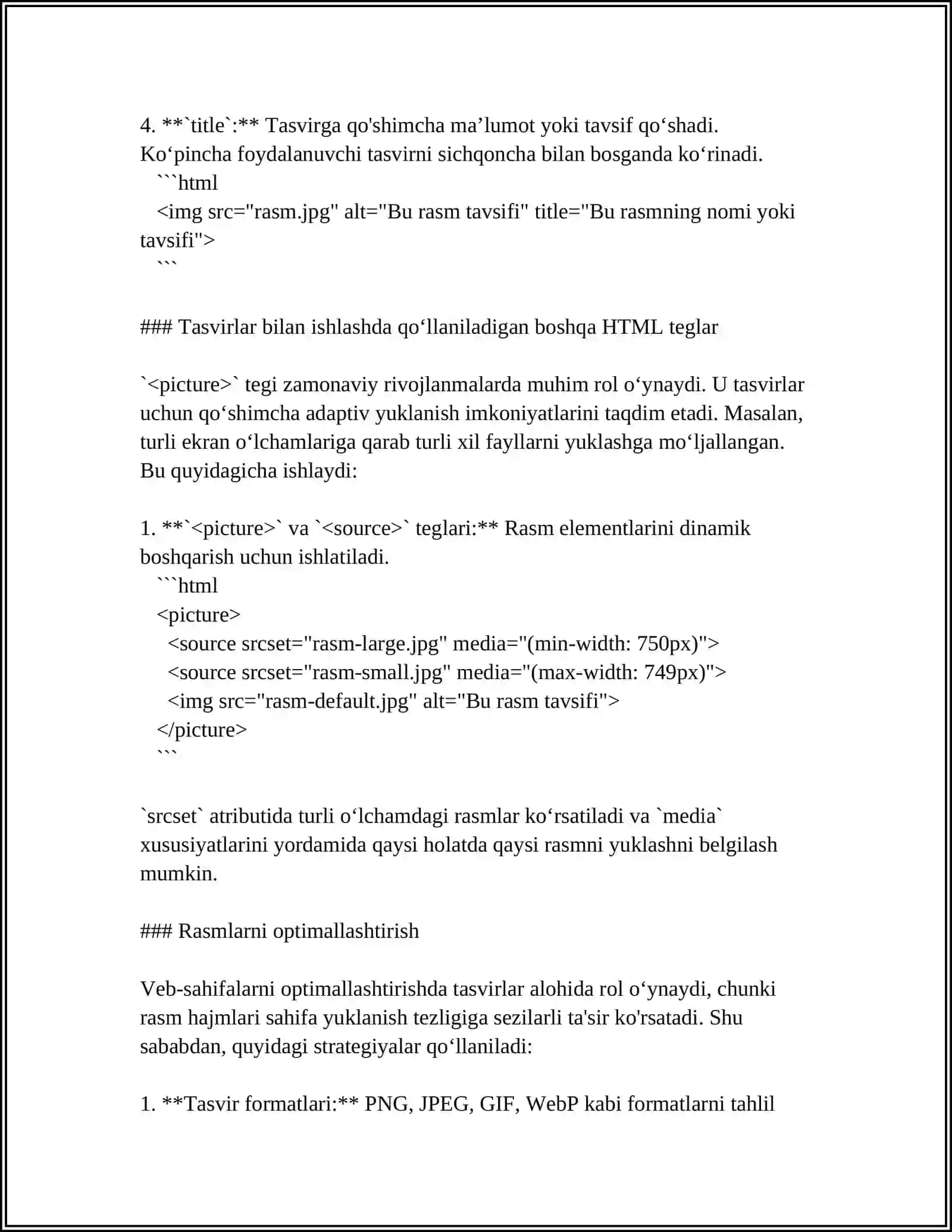 HTML TILIDA RASMLAR HOSIL QILISH TEGLARI 4