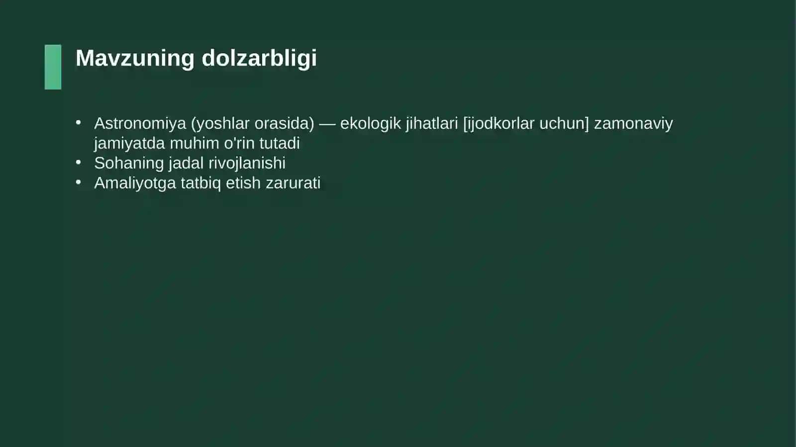 Astronomiya (yoshlar orasida) — ekologik jihatlari [ijodkorlar uchun] 4
