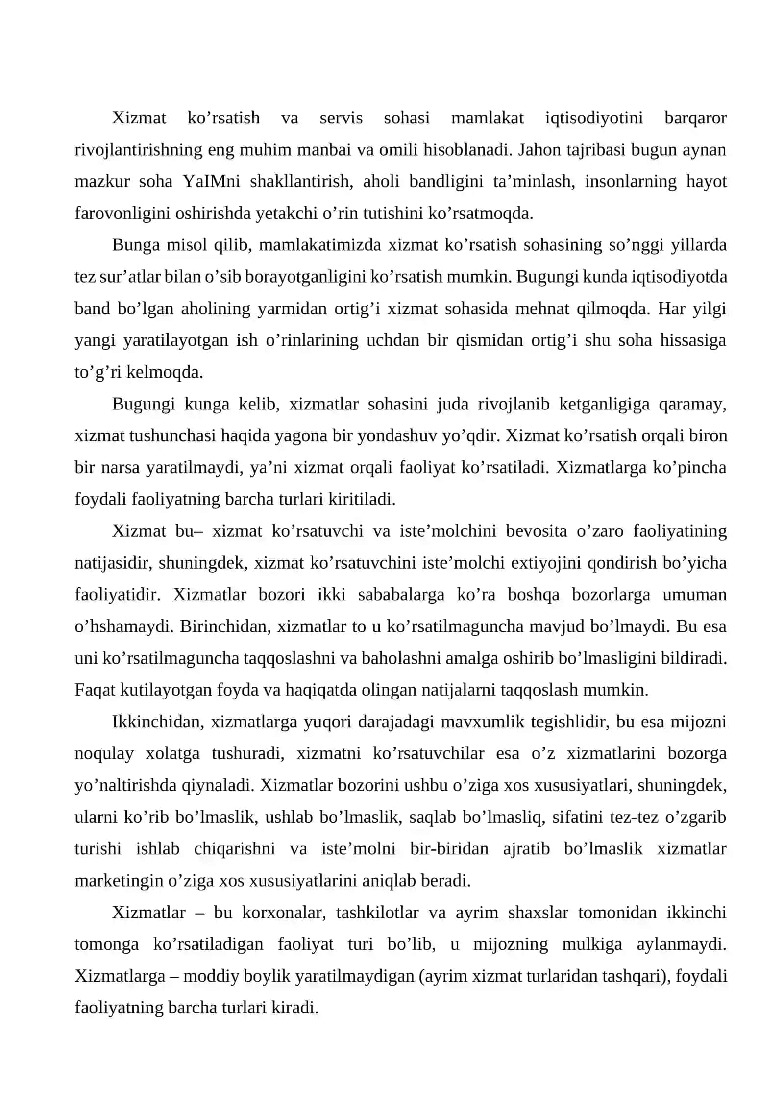 Xizmatlar sohasini davlat tomonidan tartibga solish: maqsadlar, asosiy yoʻnalishlar, muammolar 4