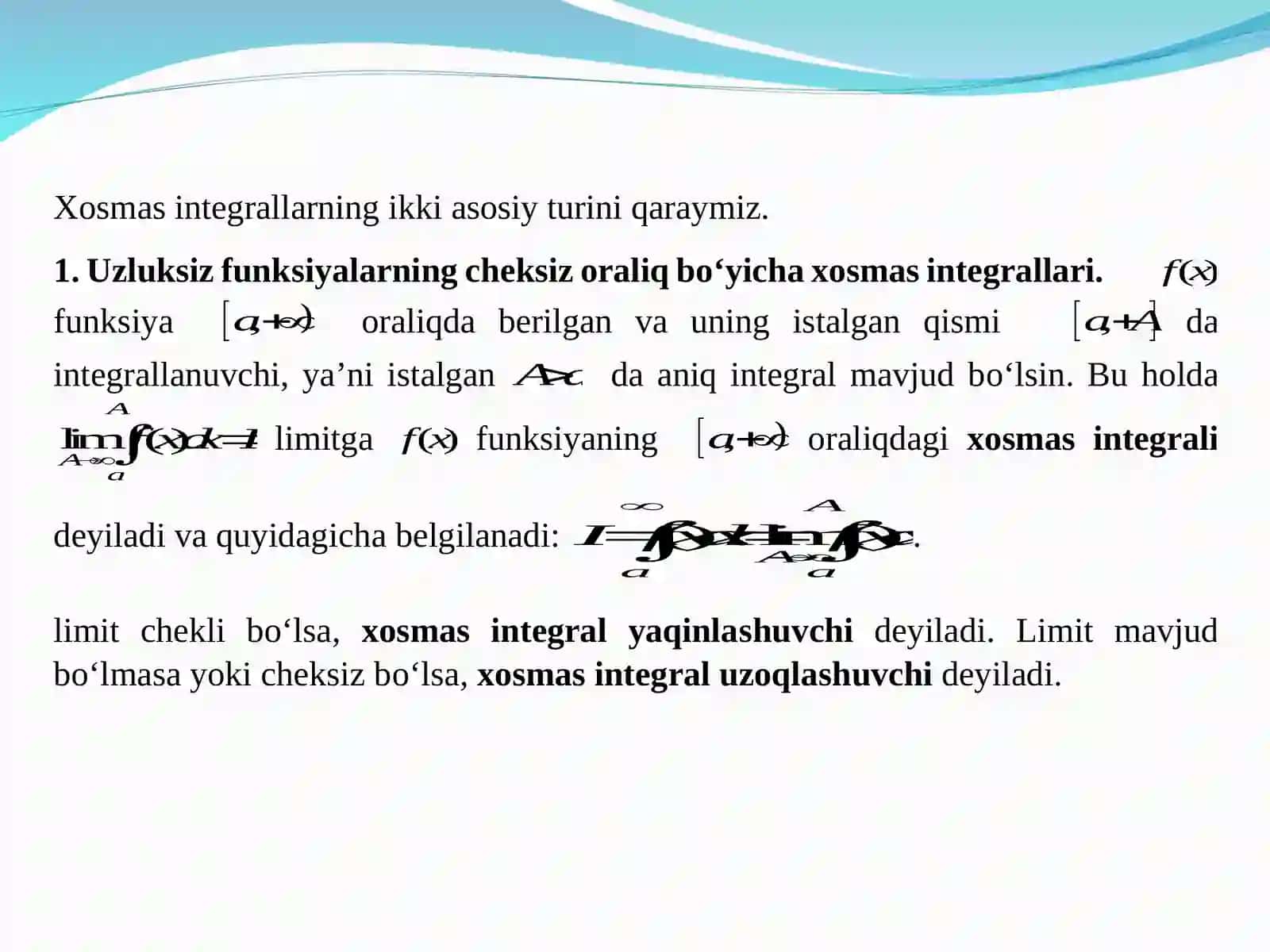 Xosmas integrallar 4