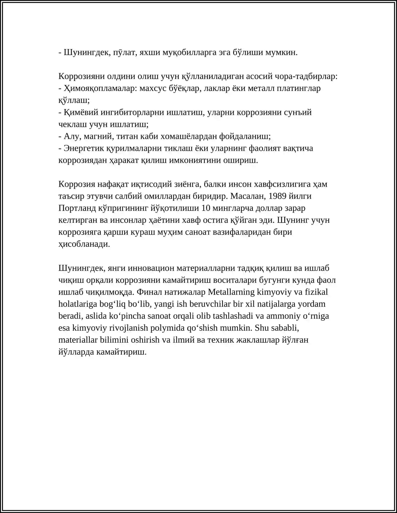 METALLARNING KORROZIYALANISHI VA UNDAN SAQLANISH USULLARI UGLEVODORODLAR VA ULARNING TURLARI 4