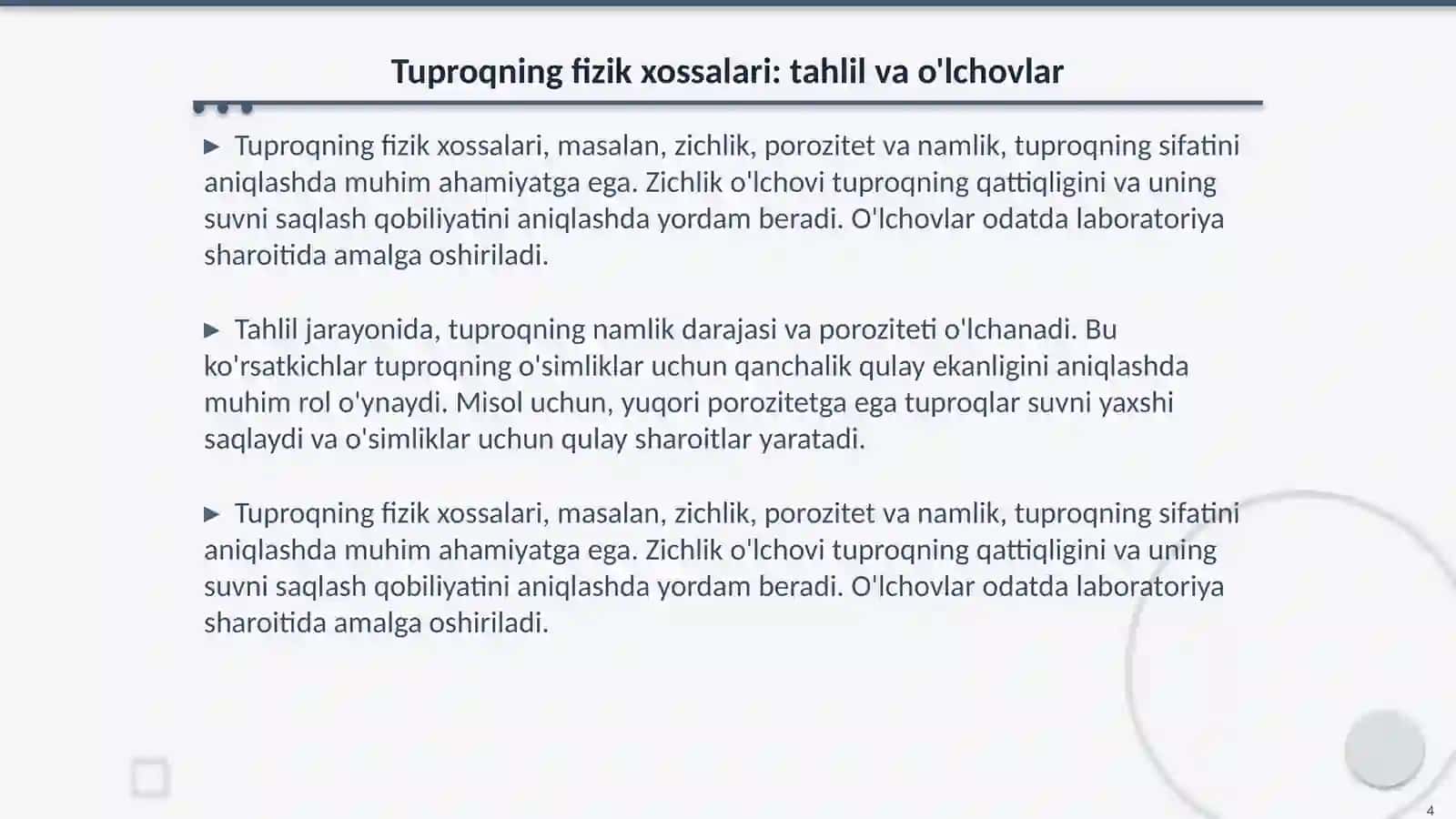 Tuproqdan namuna olish va uning fizik-mexanik xossalarini aniqlash 4