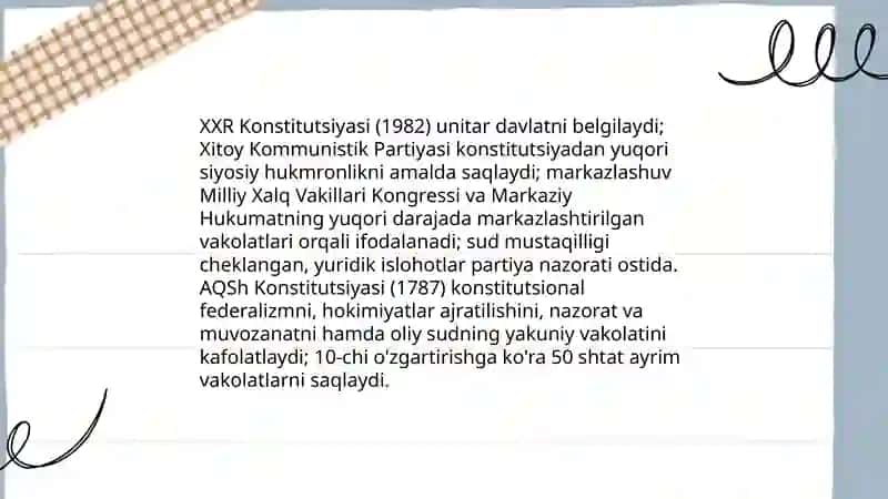 XXR va AQSh siyosiy tizimining qiyosiy tahlili 4