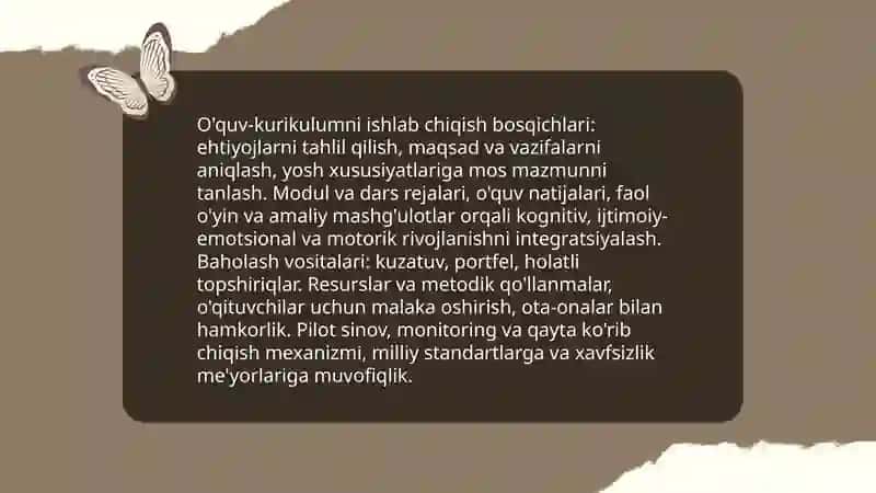 Fan maktabgacha ta‘lim pedagogikasini jarayonlarini loyihalashtirish 4