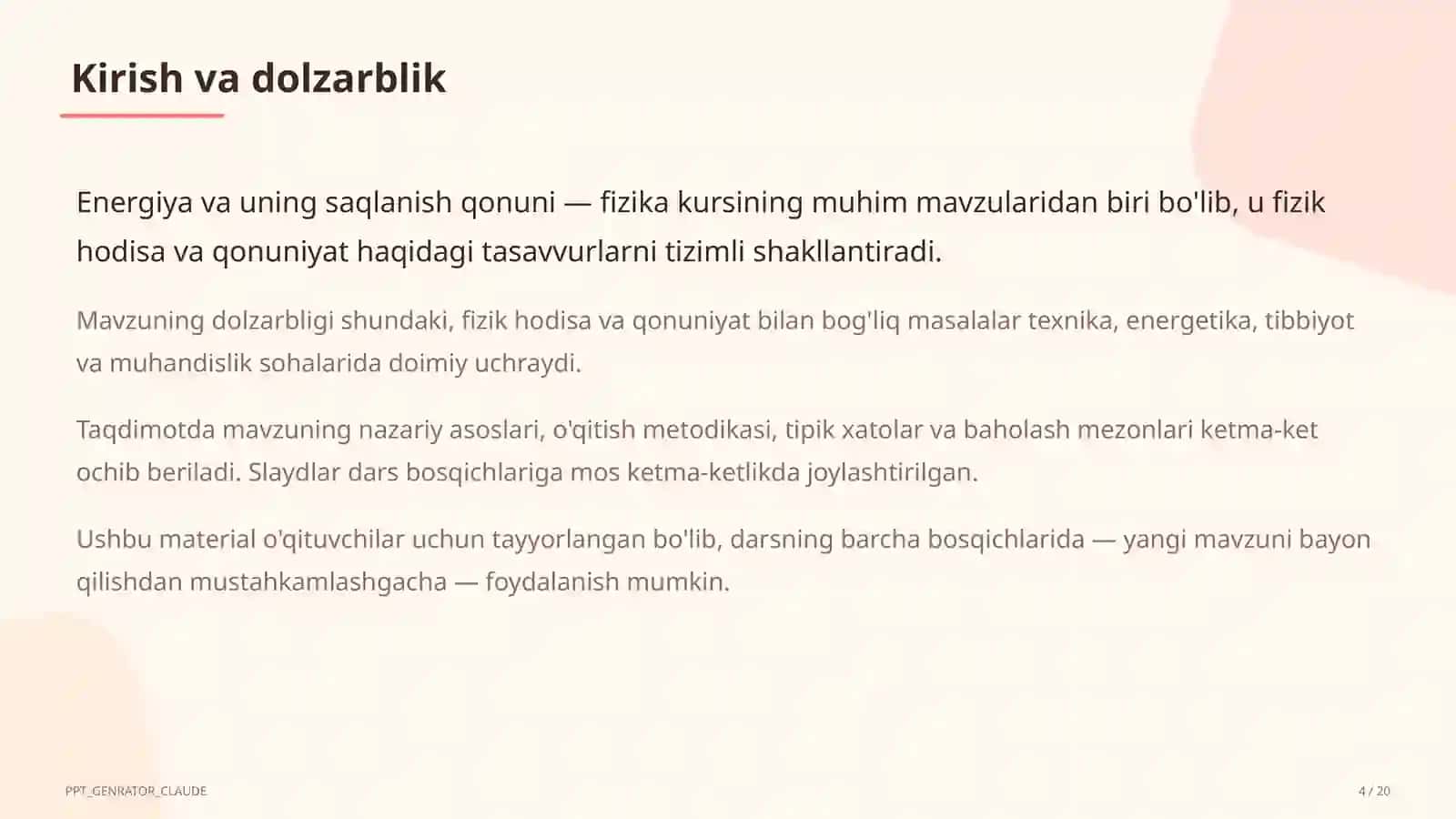 Energiya va uning saqlanish qonuni (7-sinf) 4