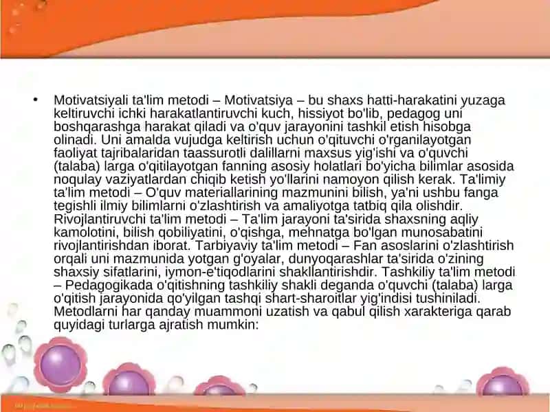 Ta’lim metodlari va vositalari 4