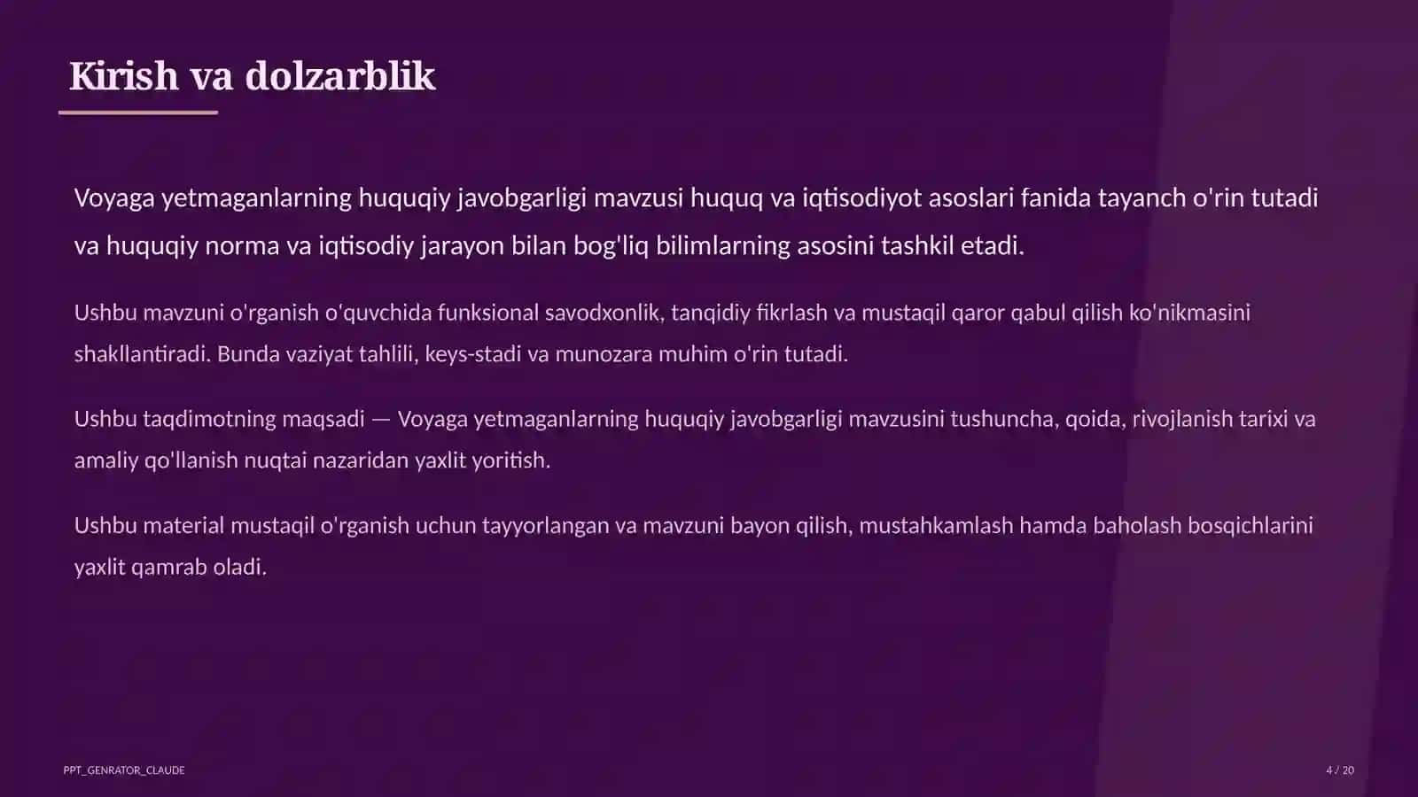Voyaga yetmaganlarning huquqiy javobgarligi (9-sinf) 4