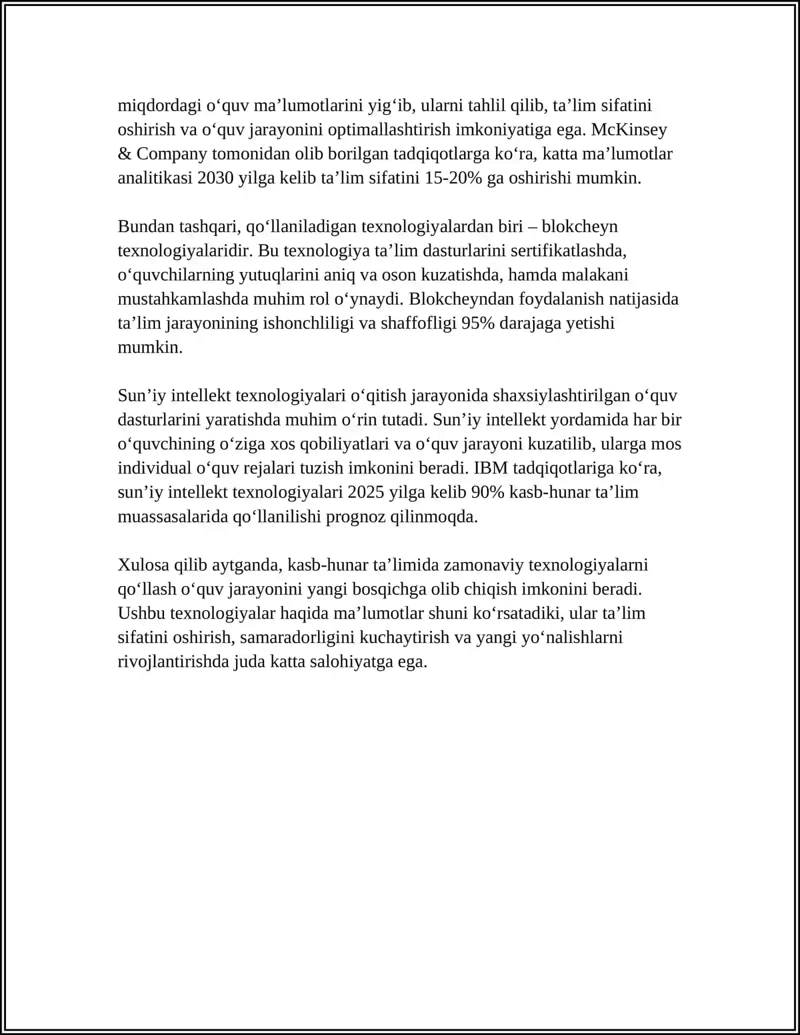 HOZIRGI KUNDA KASB-HUNAR TA’LIMIDA QAYSI TIZIM ISHLATILADI 4