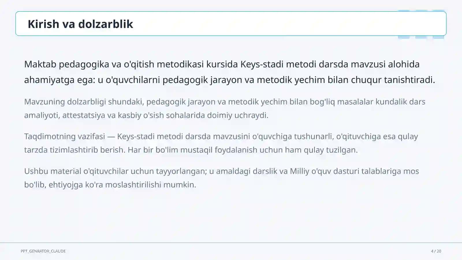 Keys-stadi metodi darsda 4