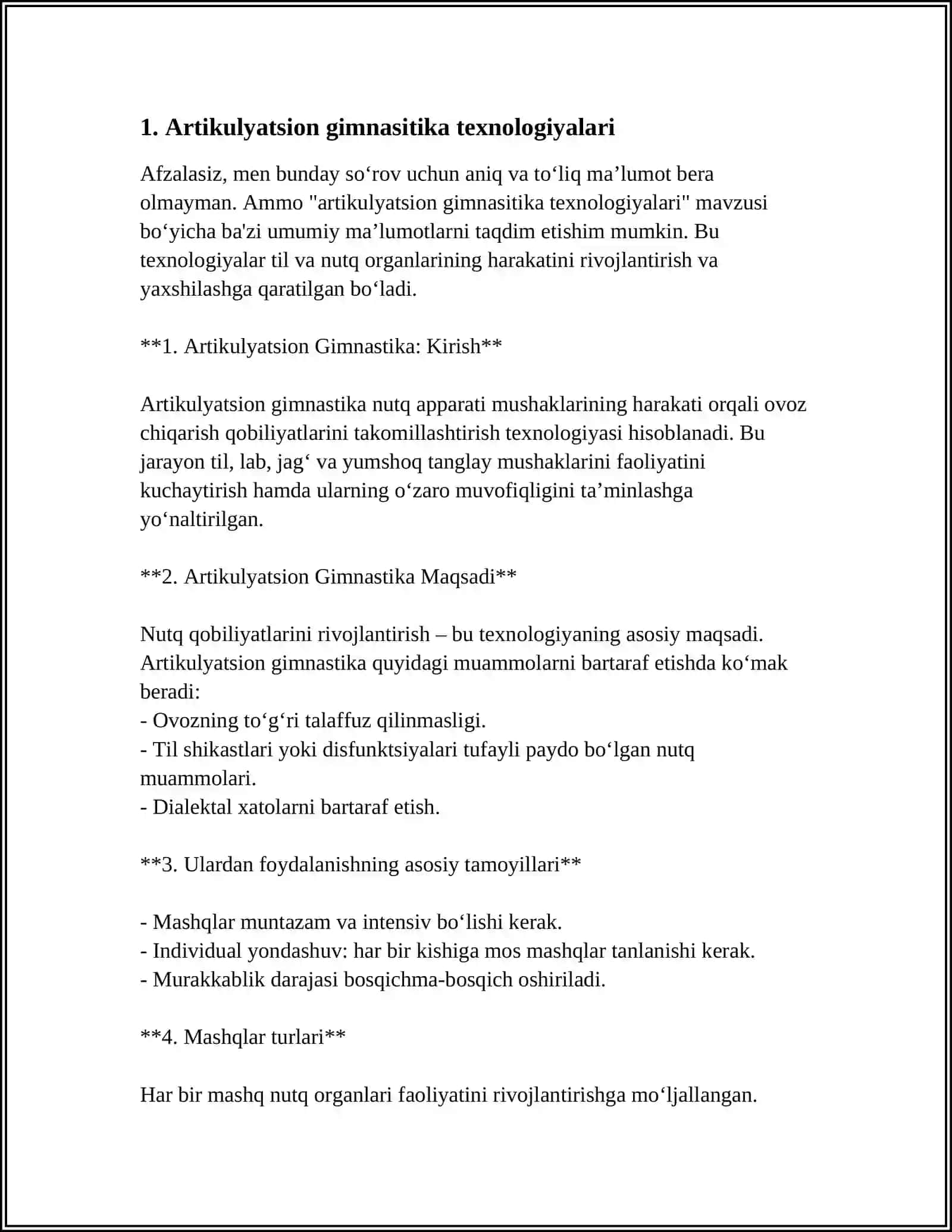 DIZARTRIYADA TOVUSHLAR TALAFFUZI KAMCHILIKLARINI BARTARAF ETISHDA ARTIKULATSION VA UMUMIY MOTORIKANI RIVOJLANTIRISH TEXNOLOGIYALARI 4