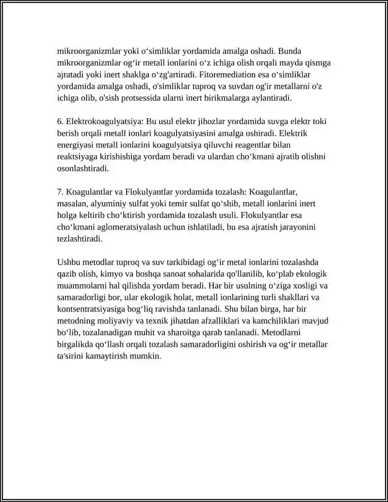 Tuproq va iflos suvdagi og‘ir metal ionlarini tozalash metodlari 4