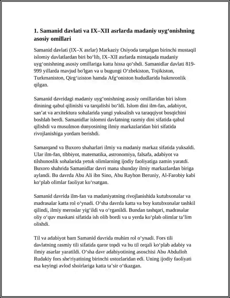 IX-XII ASRLARDA MAMLAKATIMIZ HUDUDIDA RO‘Y BERGAN MADANIY UYG‘ONISH 4