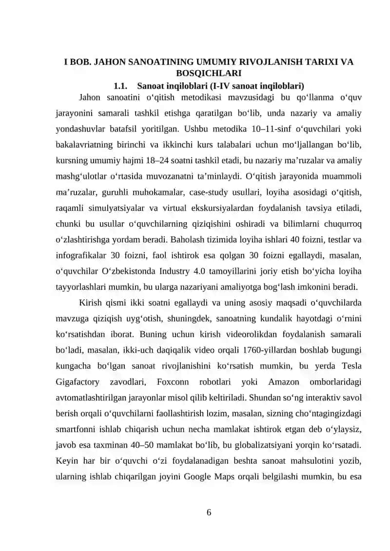 Jahon sanoatni mavzusin oʻqitish metodikasi 4