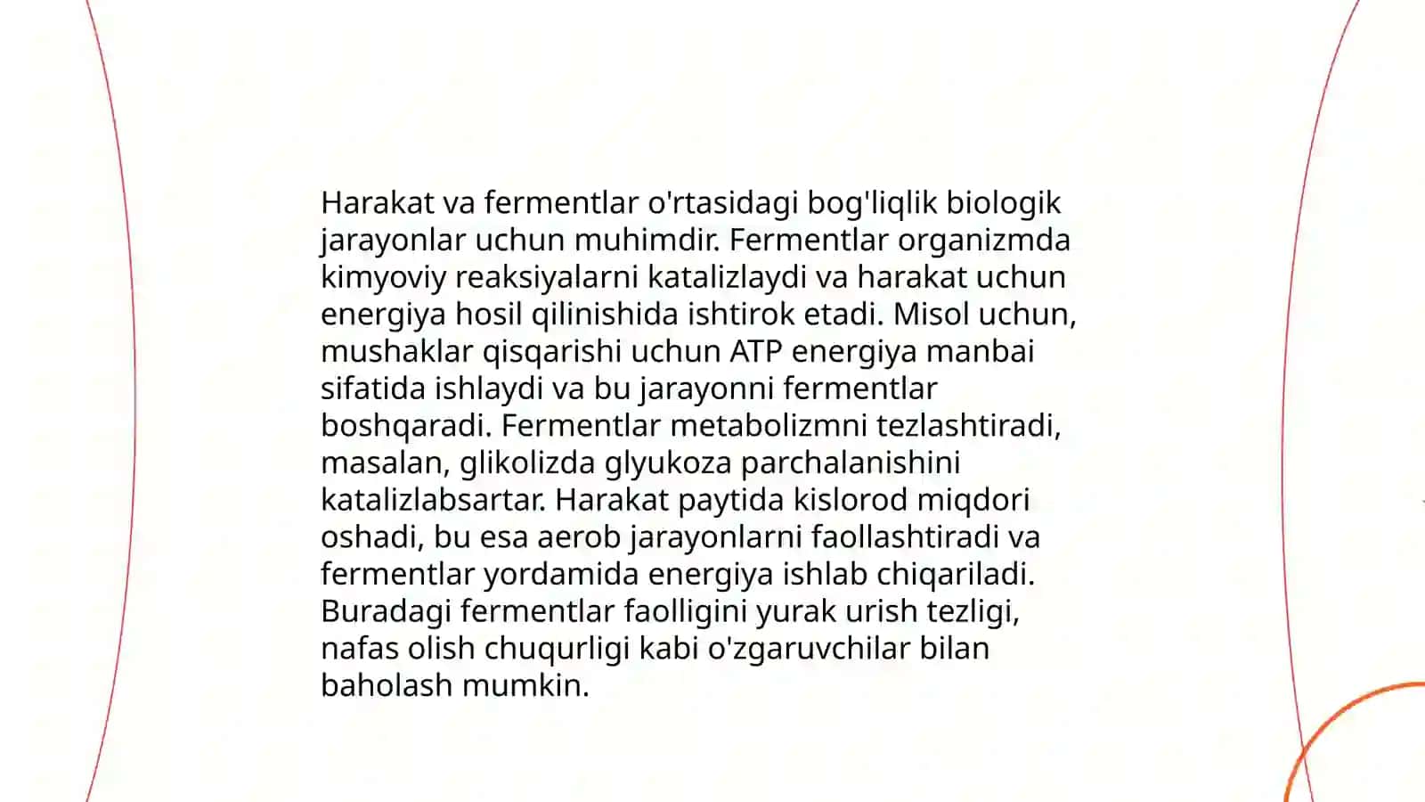 Fermentlar aktivligiga harakatning ta'siri 4