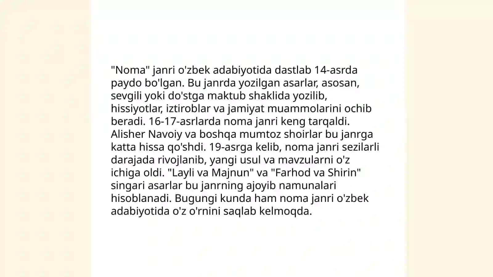Noma janriga tegishli asarlarni qiyoslash 4