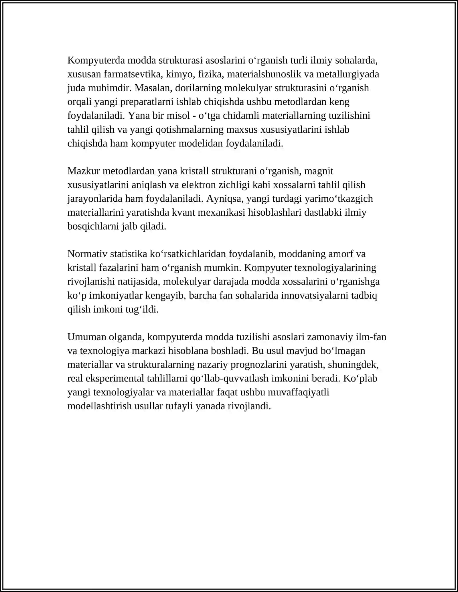 KOMPYUTERDA MODDA TUZILISHI VA UNDA YUZ BERADIGAN JARAYONLARNI MODELLASHTIRISH BOSQICHLAR 4